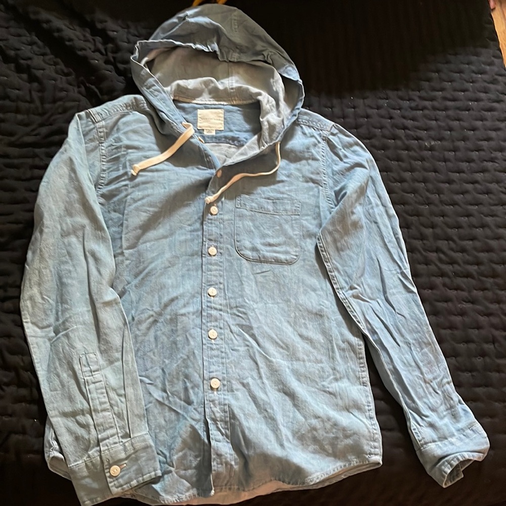 American Eagle denim hooded button-up - XS